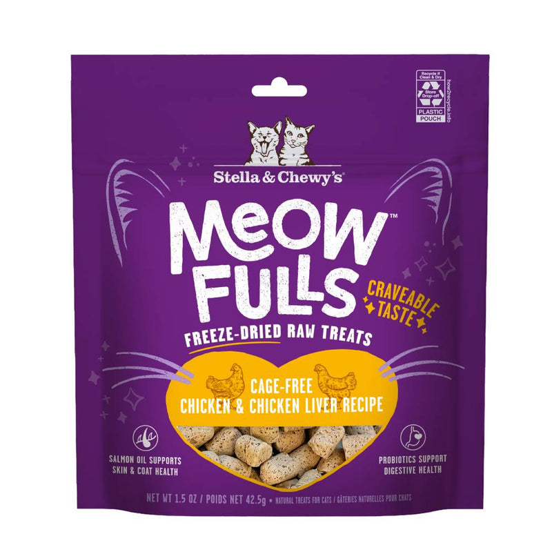 Stella & Chewy's Cat Treats Meowfulls Raw Freeze-Dried - Chicken & Chicken Liver 1.5oz