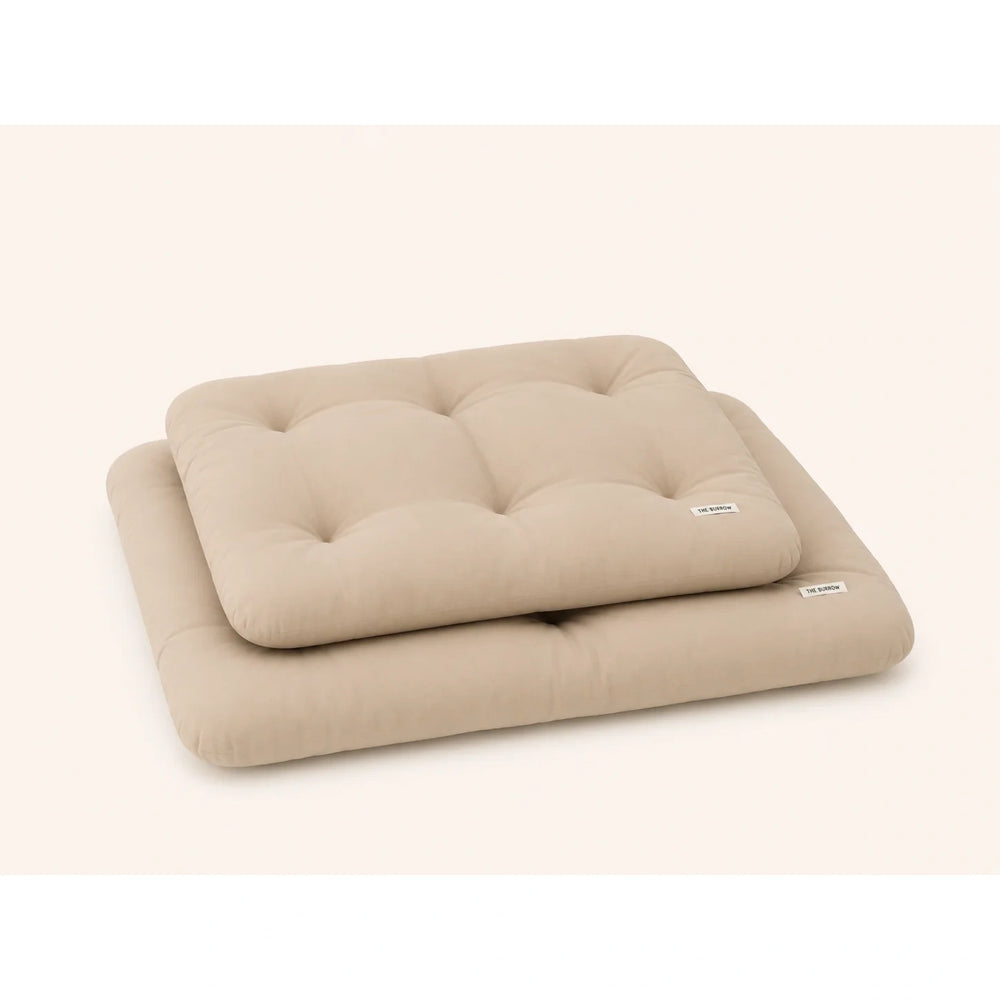The Burrow Marshmellow Cushion Pet Bed cream medium front view