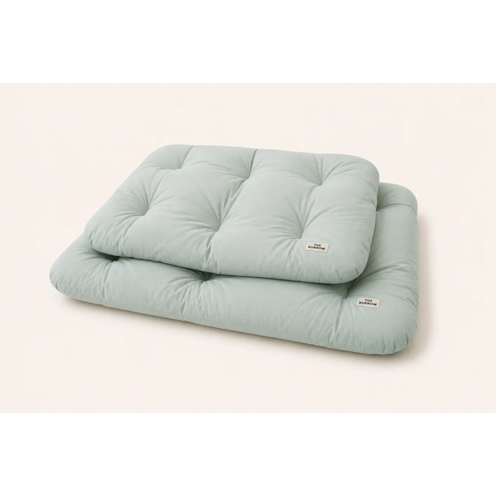 The Burrow Marshmellow Cushion Pet Bed mint medium front view
