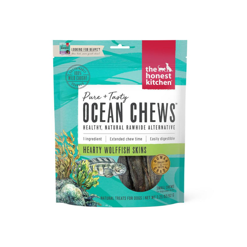 The Honest Kitchen Dog Treat Ocean Chews Hearty Wolffish Skin 3.25oz