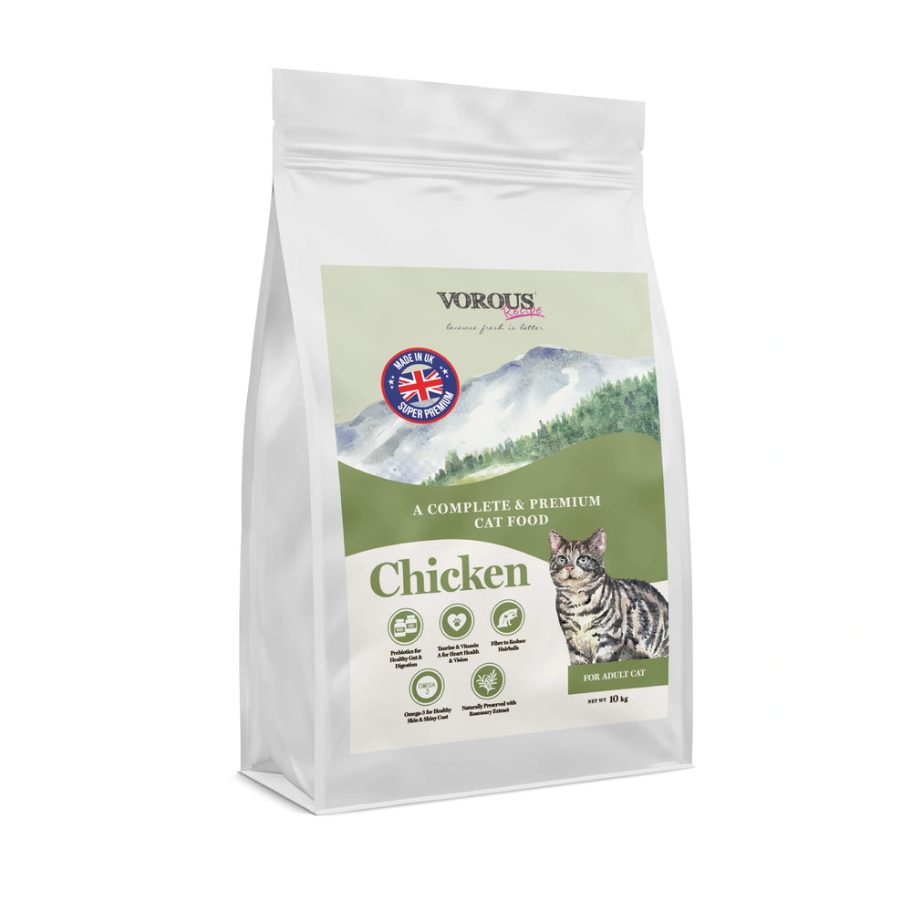 Vorous Super Premium Chicken with Rice Dry Cat Food 10kg bag front view