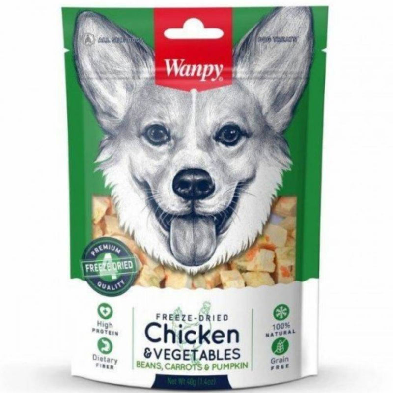 Wanpy Dog Freeze-Dried Chicken & Vegetables Beans, Carrots & Pumpkin 40g