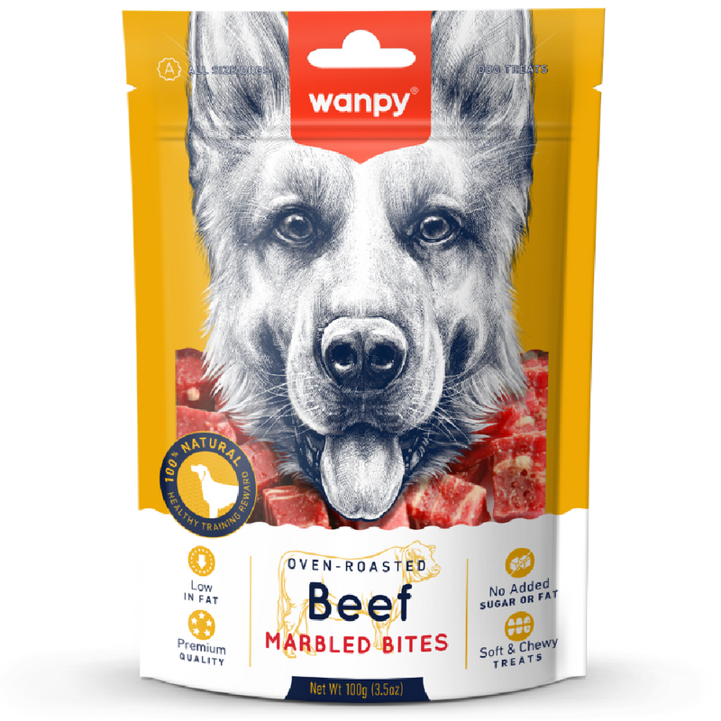 Wanpy Dog Oven-Roasted Beef Marbled Bites 100g