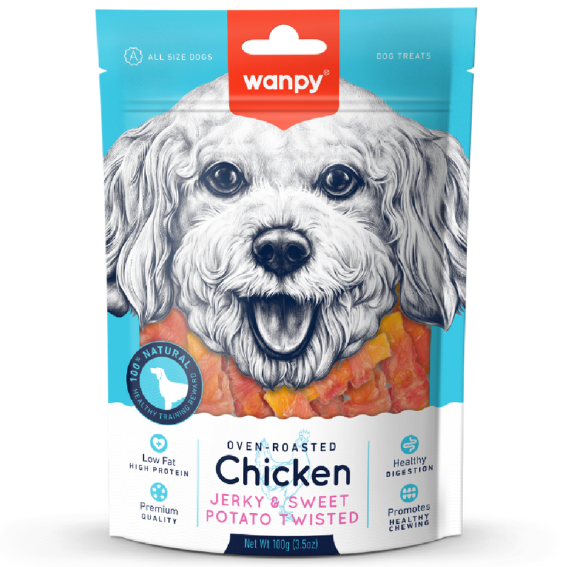 Wanpy Dog Oven-Roasted Chicken Jerky & Sweet Potato Twisted 100g