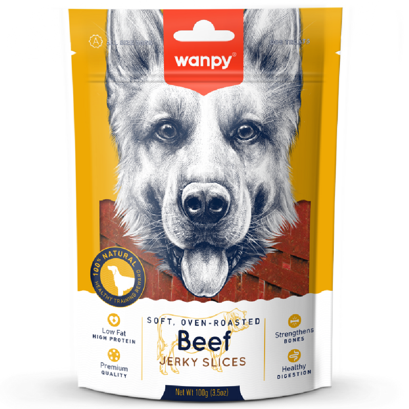 Wanpy Dog Soft Oven-Roasted Beef Jerky Slices 100g