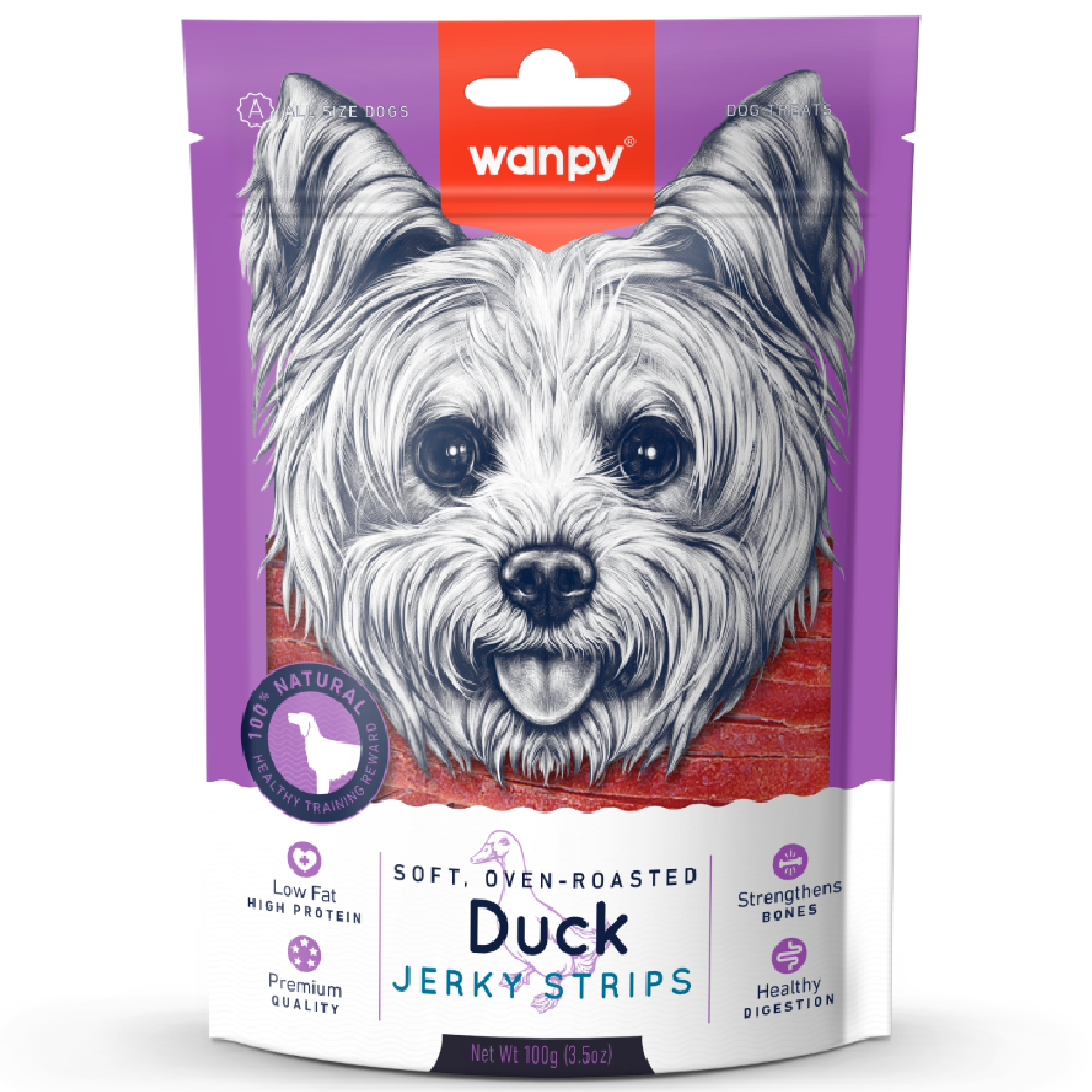 Wanpy Dog Soft Oven-Roasted Duck Jerky Strips 100g