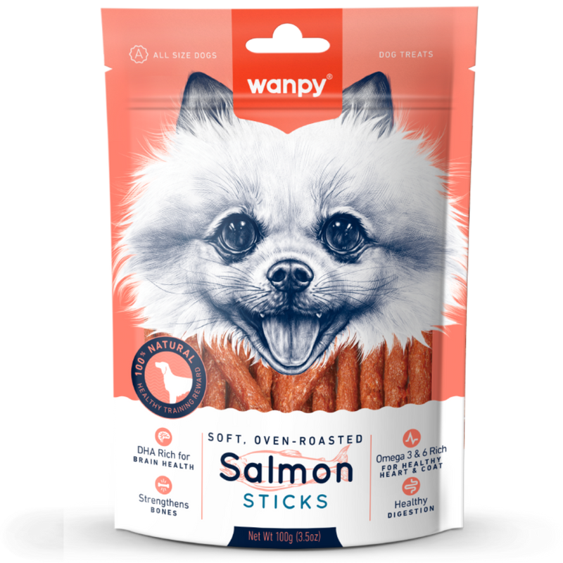 Wanpy Dog Soft Oven-Roasted Salmon Sticks 100g