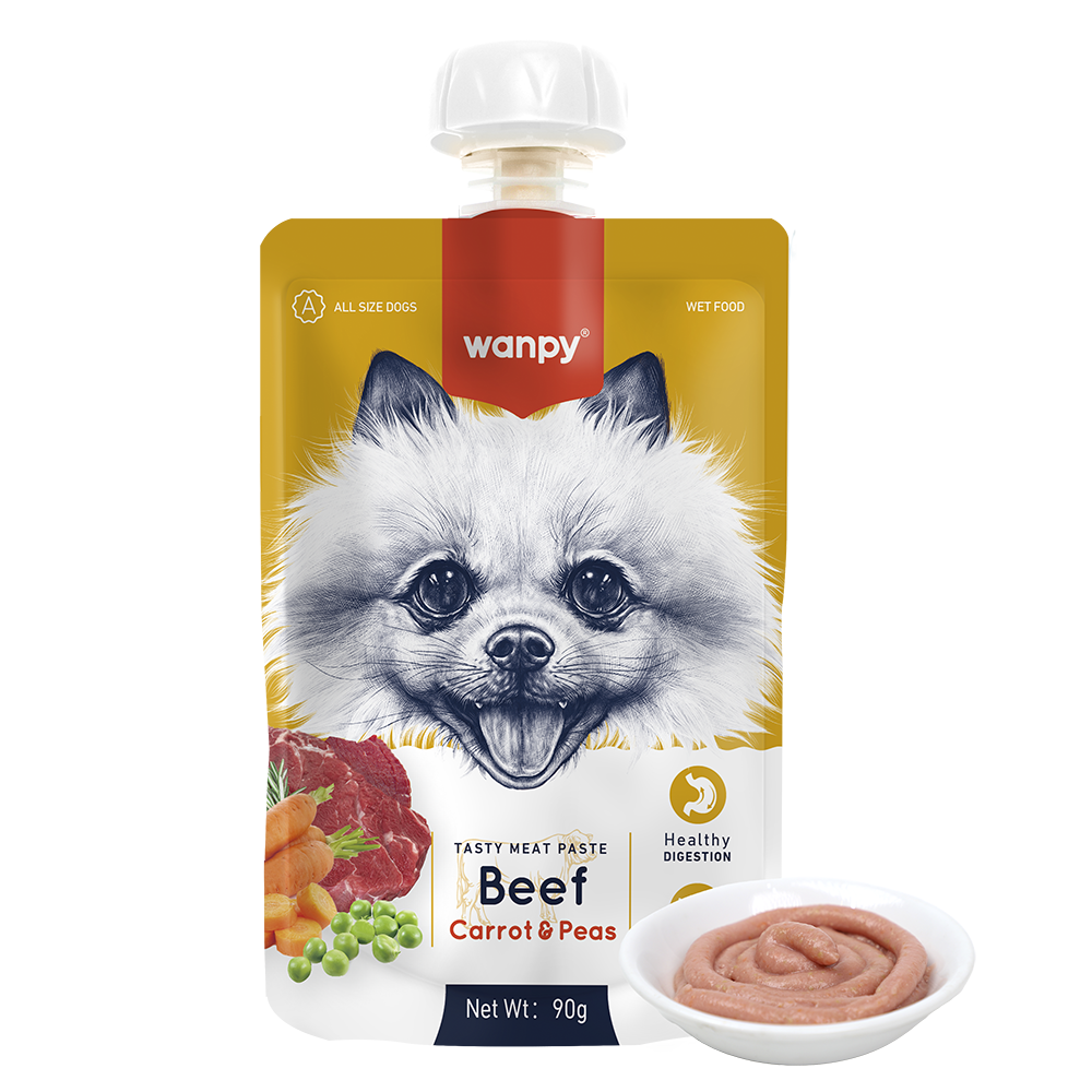 Wanpy Dog Tasty Meat Paste Beef Carrot & Peas 90g