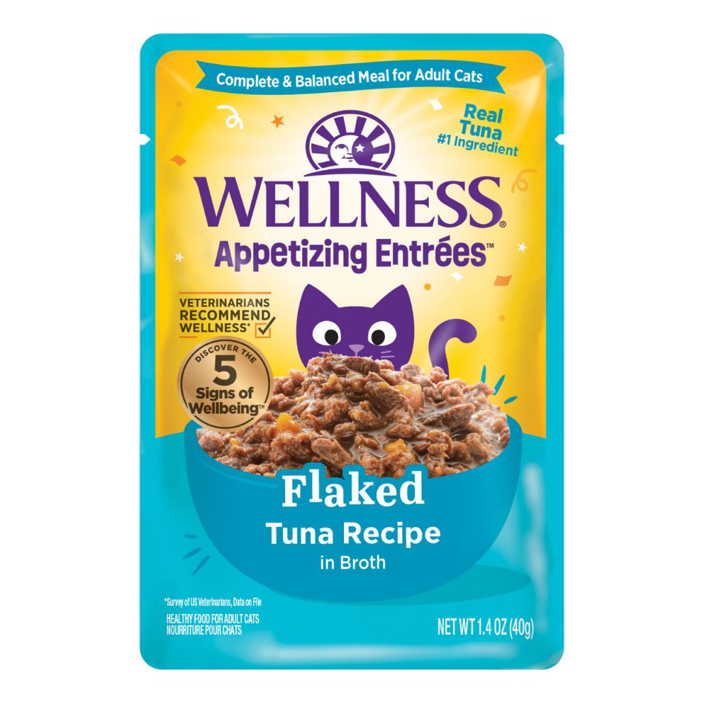 Wellness Cat Appetizing Entrees Flaked Tuna in Broth Adult Pouch Cat Food 1.4oz