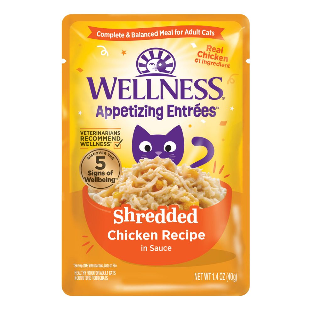 Wellness Cat Appetizing Entrees Shredded Chicken in Sauce Adult Pouch Cat Food 1.4oz