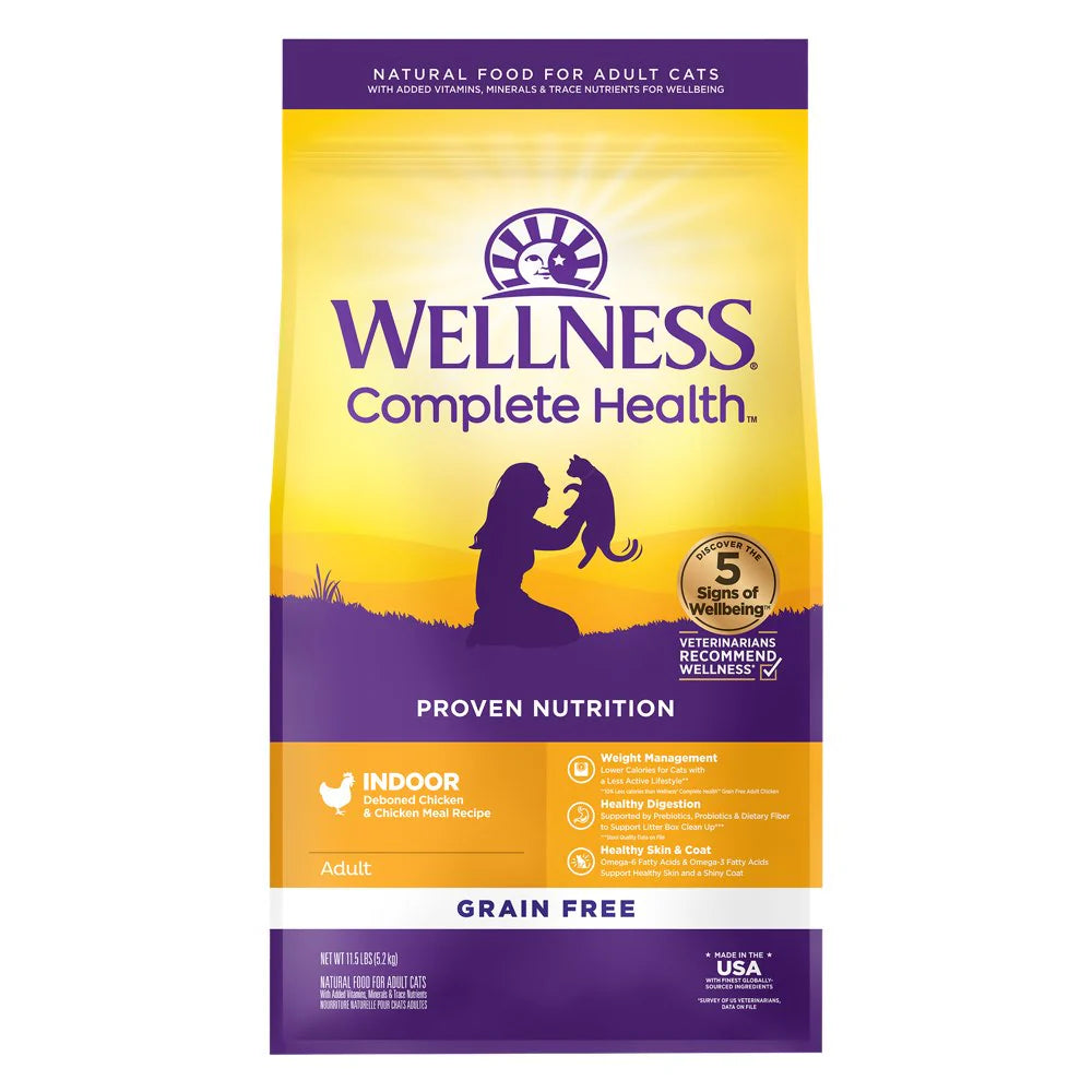 Wellness Cat Complete Health Grain-Free Indoor Deboned Chicken & Chicken Meal Dry Cat Food 11.5lb