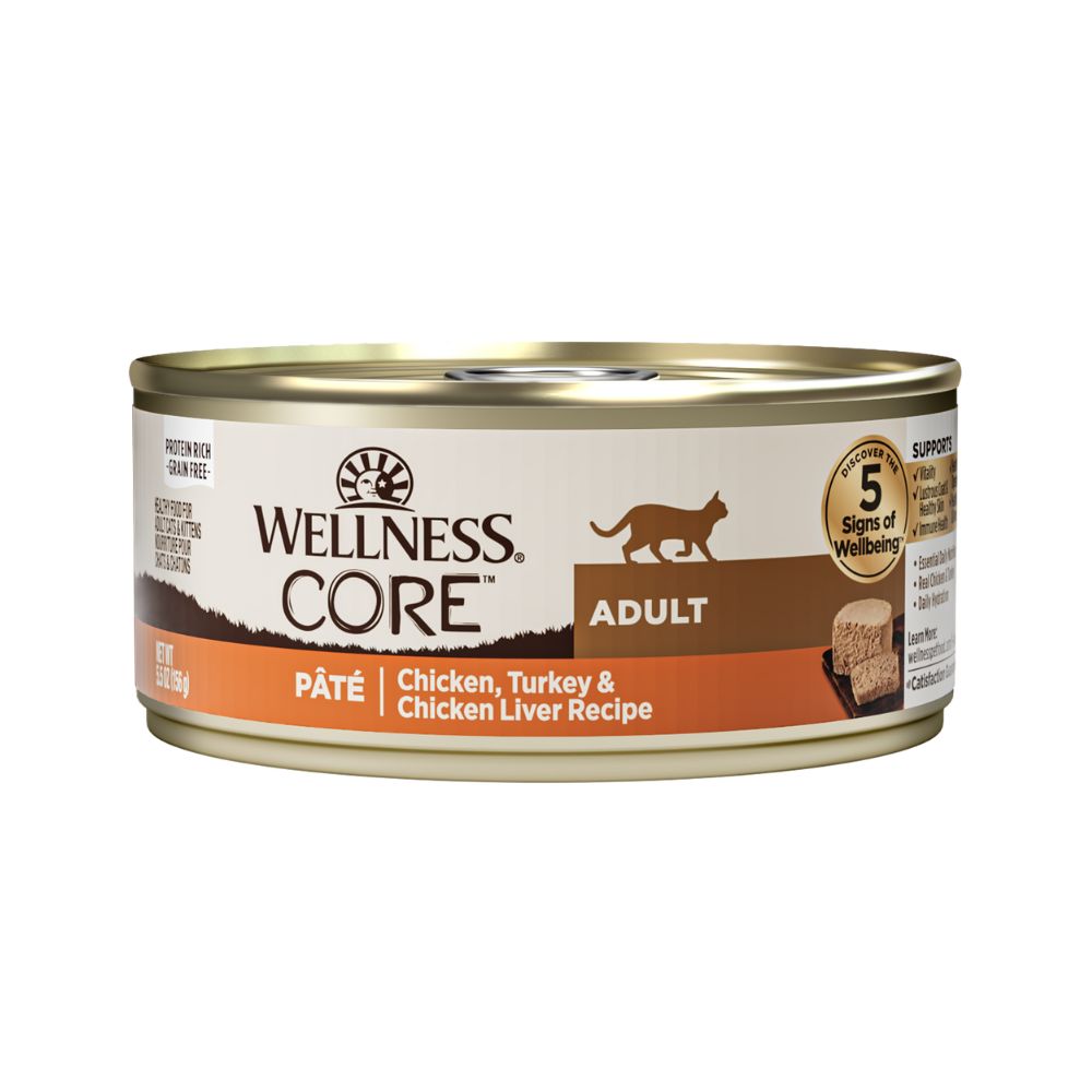 Wellness Cat Core Grain-Free Chicken, Turkey & Chicken Liver Formula Canned Cat Food 5.5oz