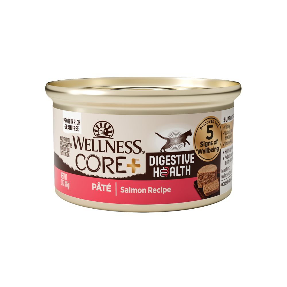 Wellness Cat Core+ Grain-Free Digestive Health Salmon Pate Canned Cat Food 3oz