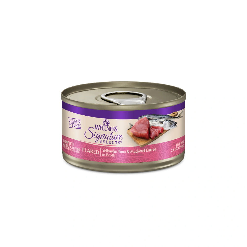 Wellness CORE Signature Selects Flaked Yellowfin Tuna & Mackerel Grain-Free Canned Cat Food 2.8oz