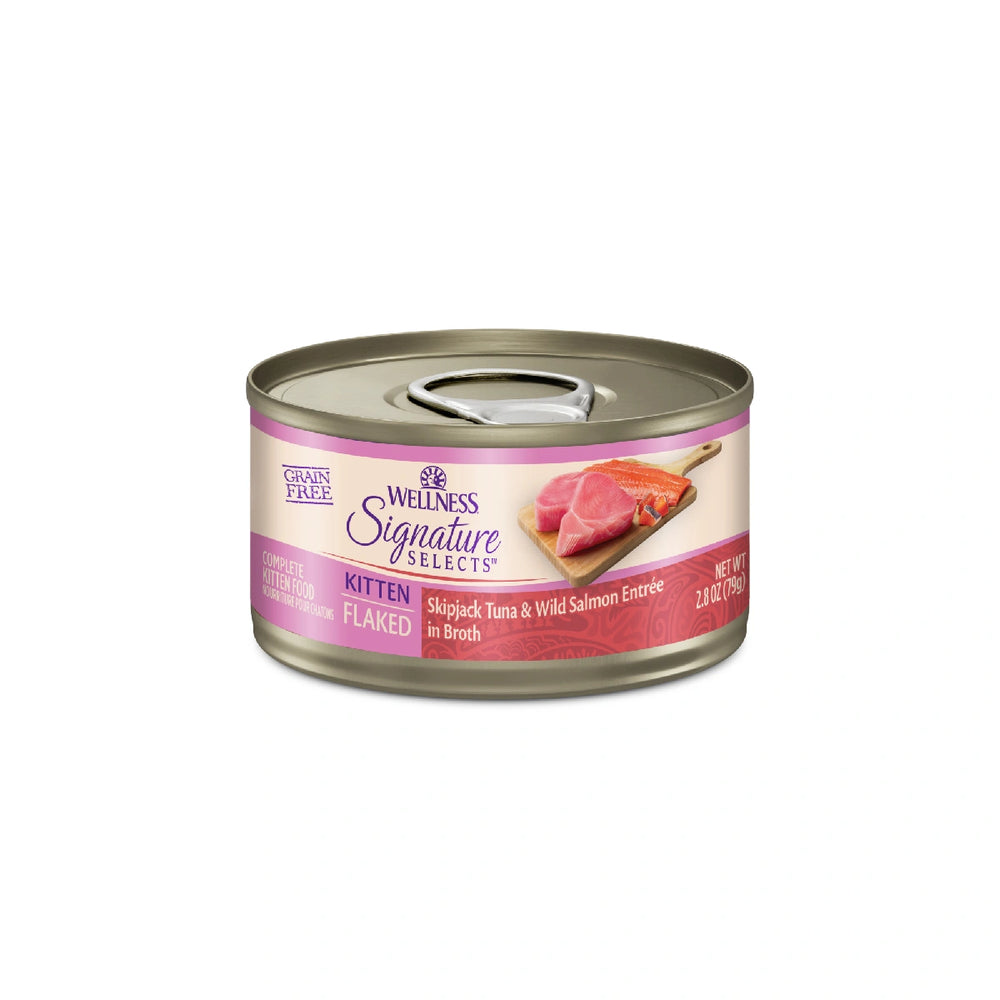 Wellness CORE Signature Selects Kitten Flaked Skipjack Tuna & Salmon Grain-Free Canned Cat Food 2.8oz