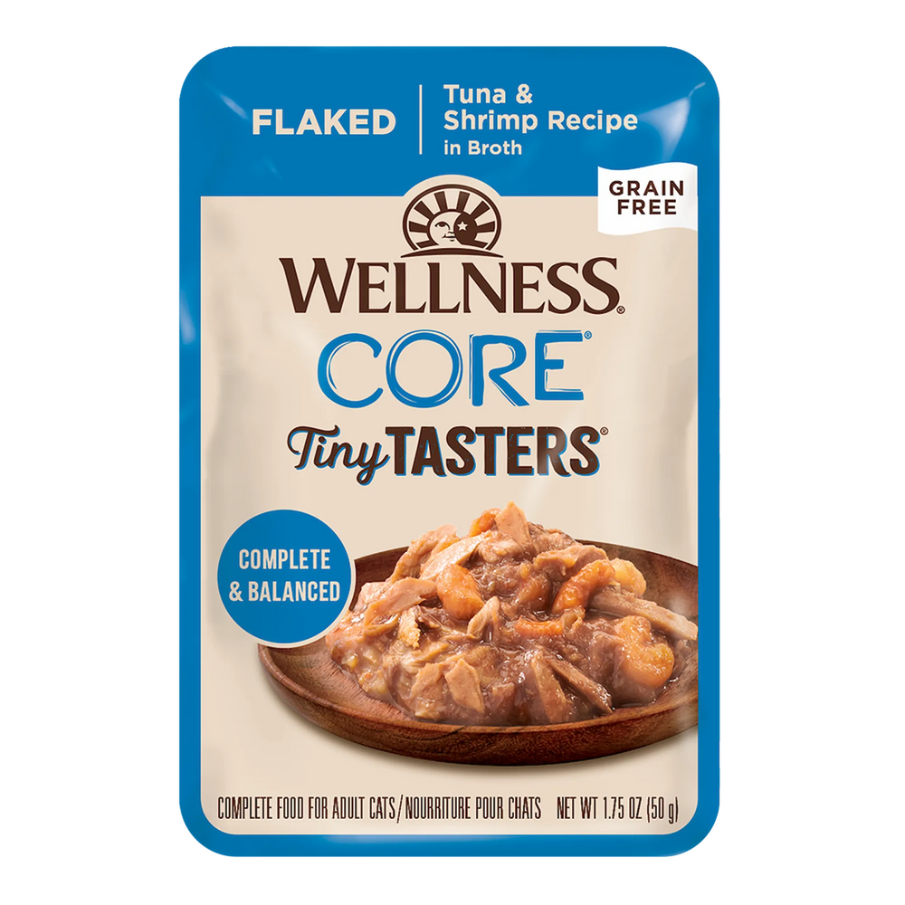 Wellness Cat Core Tiny Tasters Flaked Tuna & Shrimp Grain-Free Pouch Cat Food 1.75oz