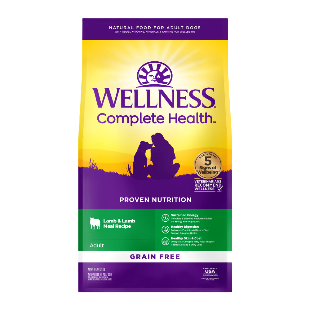 Wellness Dog Complete Health Grain-Free Adult Lamb & Lamb Meal Dry Dog Food 24lb