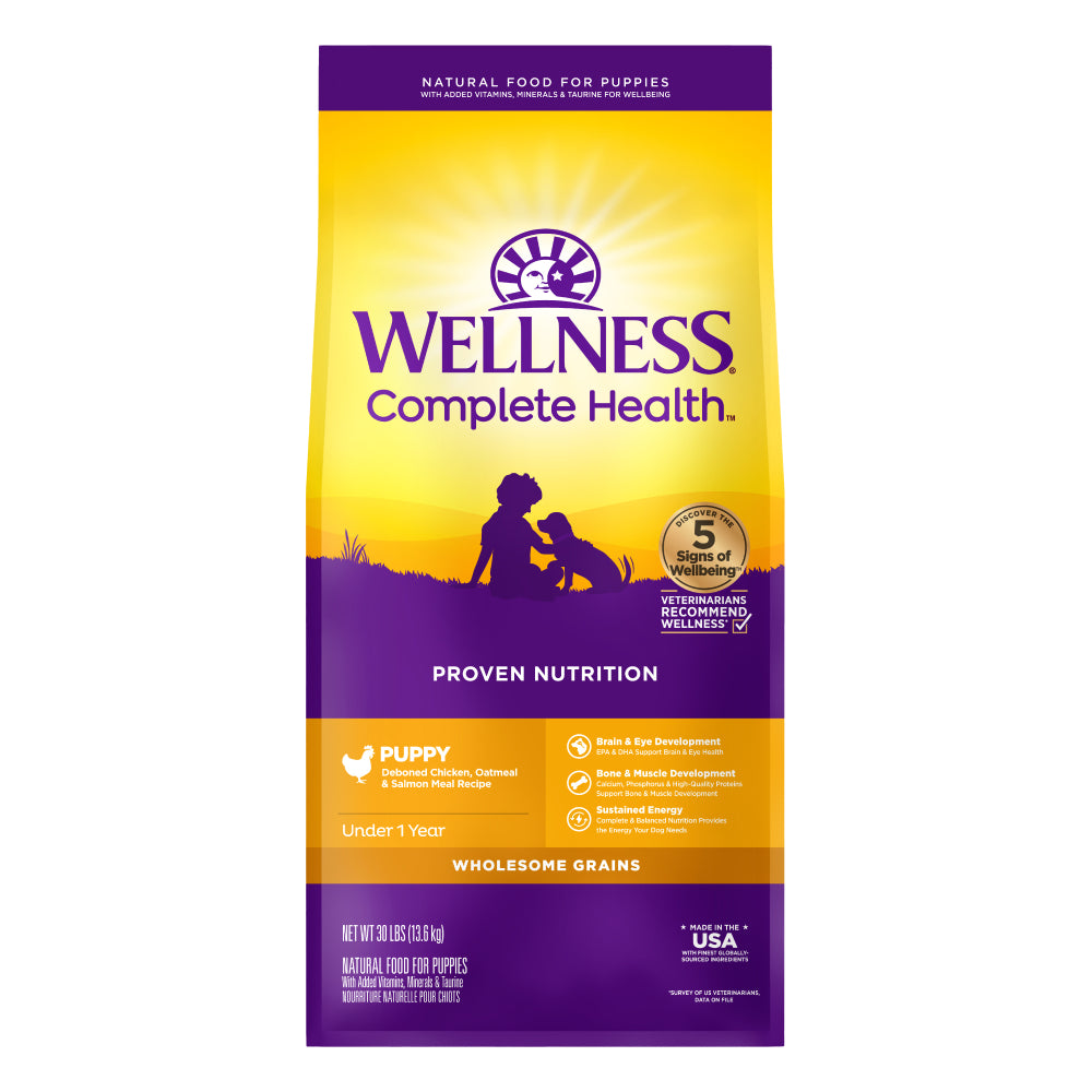 Wellness Dog Complete Health Puppy Chicken, Oatmeal & Salmon Dry Dog Food 30lb