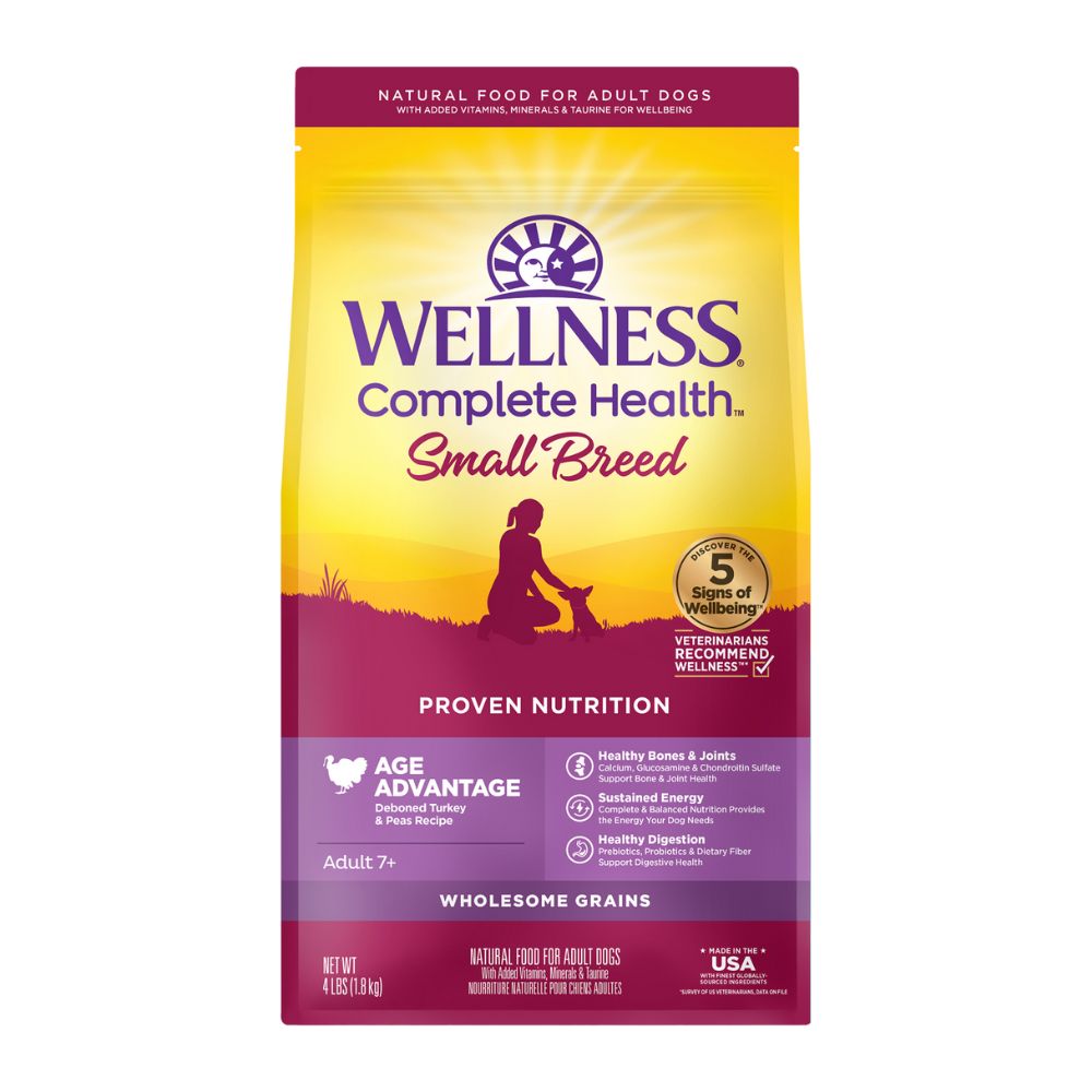 Wellness Dog Complete Health Small Breed Senior Deboned Turkey & Peas Dry Dog Food 4lb