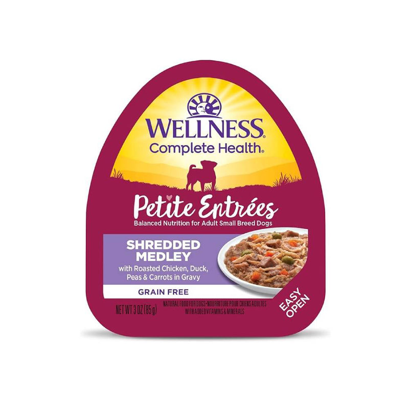 Wellness Dog Small Breed Petite Entrees Shredded Medley - Roasted Chicken, Duck, Peas & Carrots in Gravy 3oz