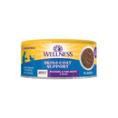 Wellness Yellow Range Flaked Skin Coat Support Mackerel Tuna Canned Cat Food 2.5oz Front of Pack