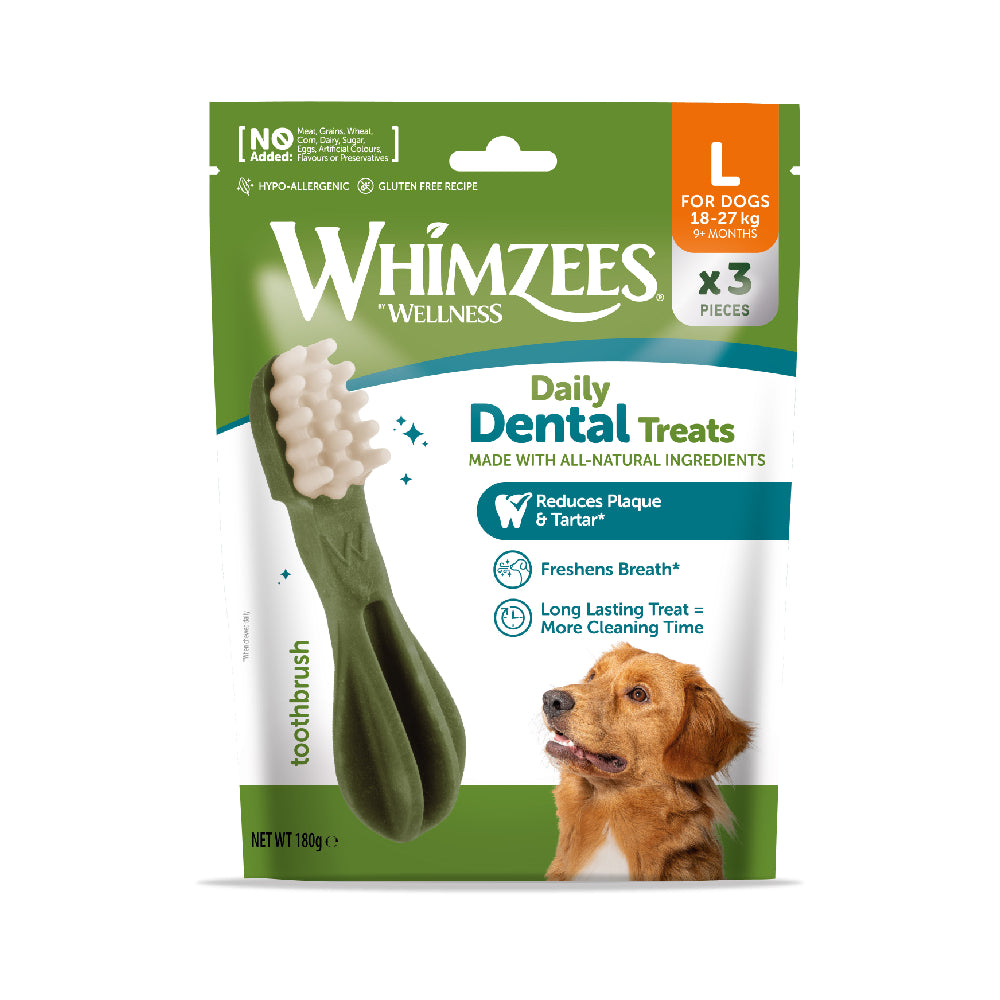 Whimzees All Natural Dental Treats for Dogs Toothbrush Trial Bag L 3 pc 180g