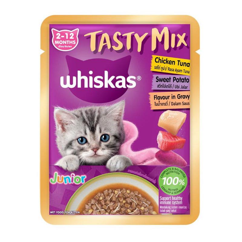 Whiskas Pouch Junior Tasty Mix Chicken Tuna, Sweet Potato in Gravy 70g