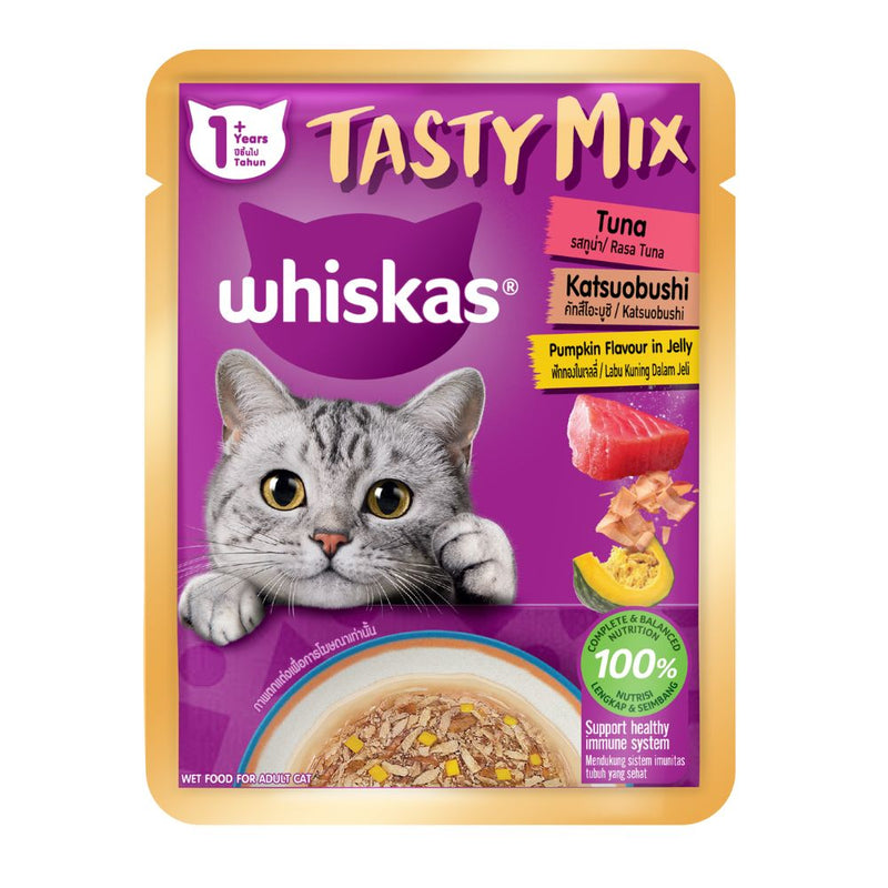 Whiskas Pouch Junior Tasty Mix Tuna, Katsuobushi, Pumpkin in Jelly 70g