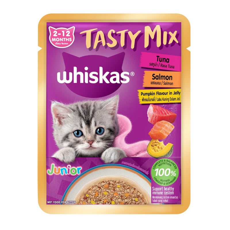 Whiskas Pouch Junior Tasty Mix Tuna, Salmon, Pumpkin in Jelly 70g