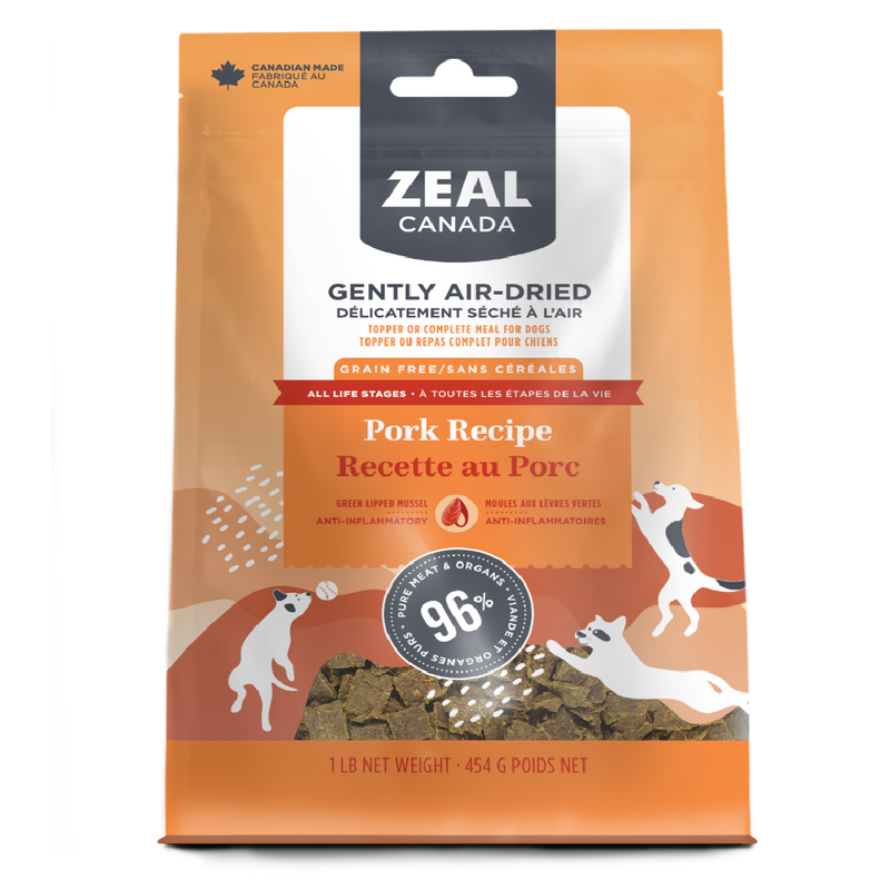 Zeal Canada Gently Air-Dried Pork Recipe for Dogs 454g