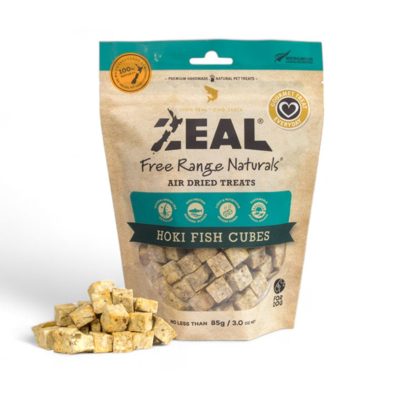 Zeal Dog Air Dried Treats Hoki Fish Cubes 85g