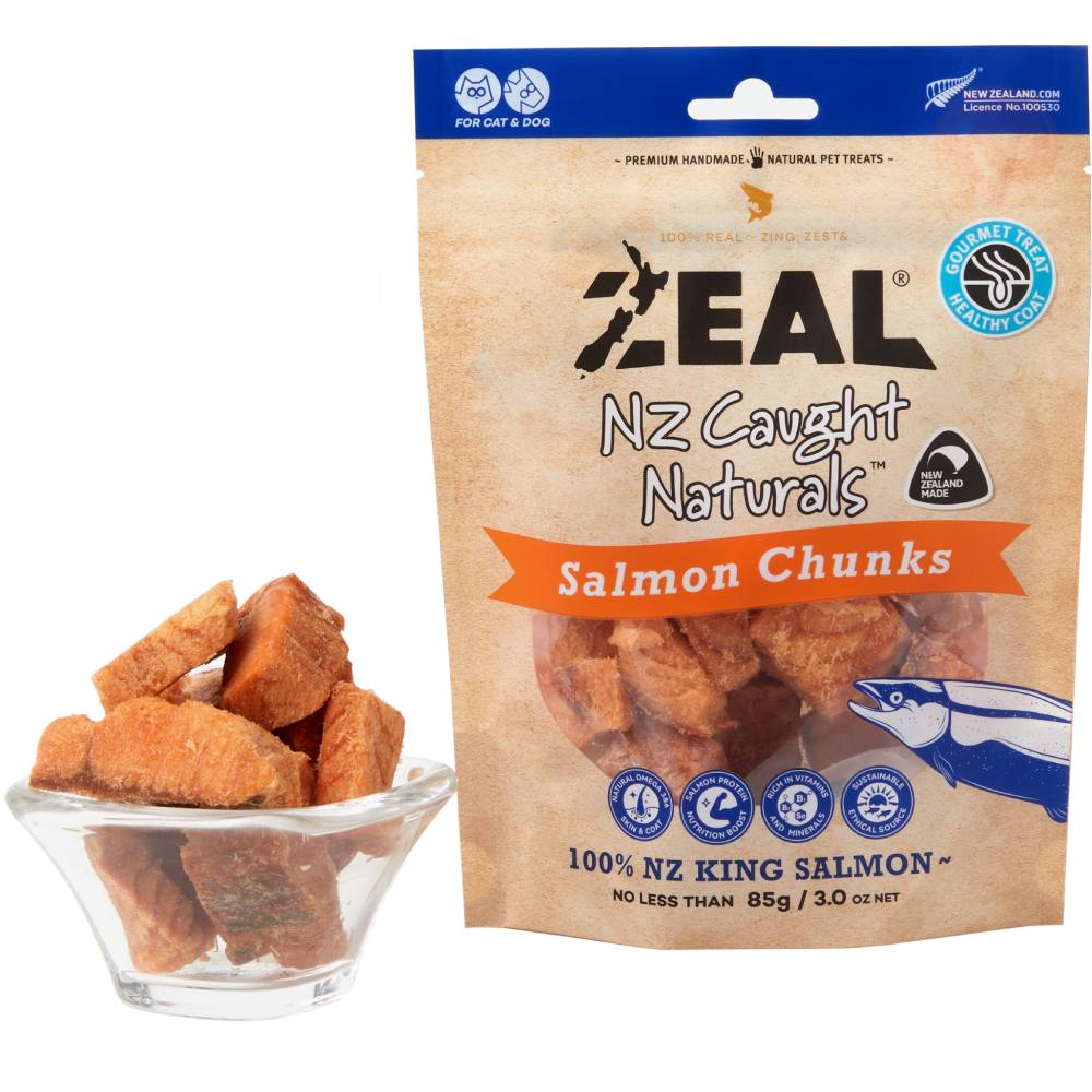 Zeal Dog & Cat Treats NZ Caught Naturals Salmon Chunks 85g