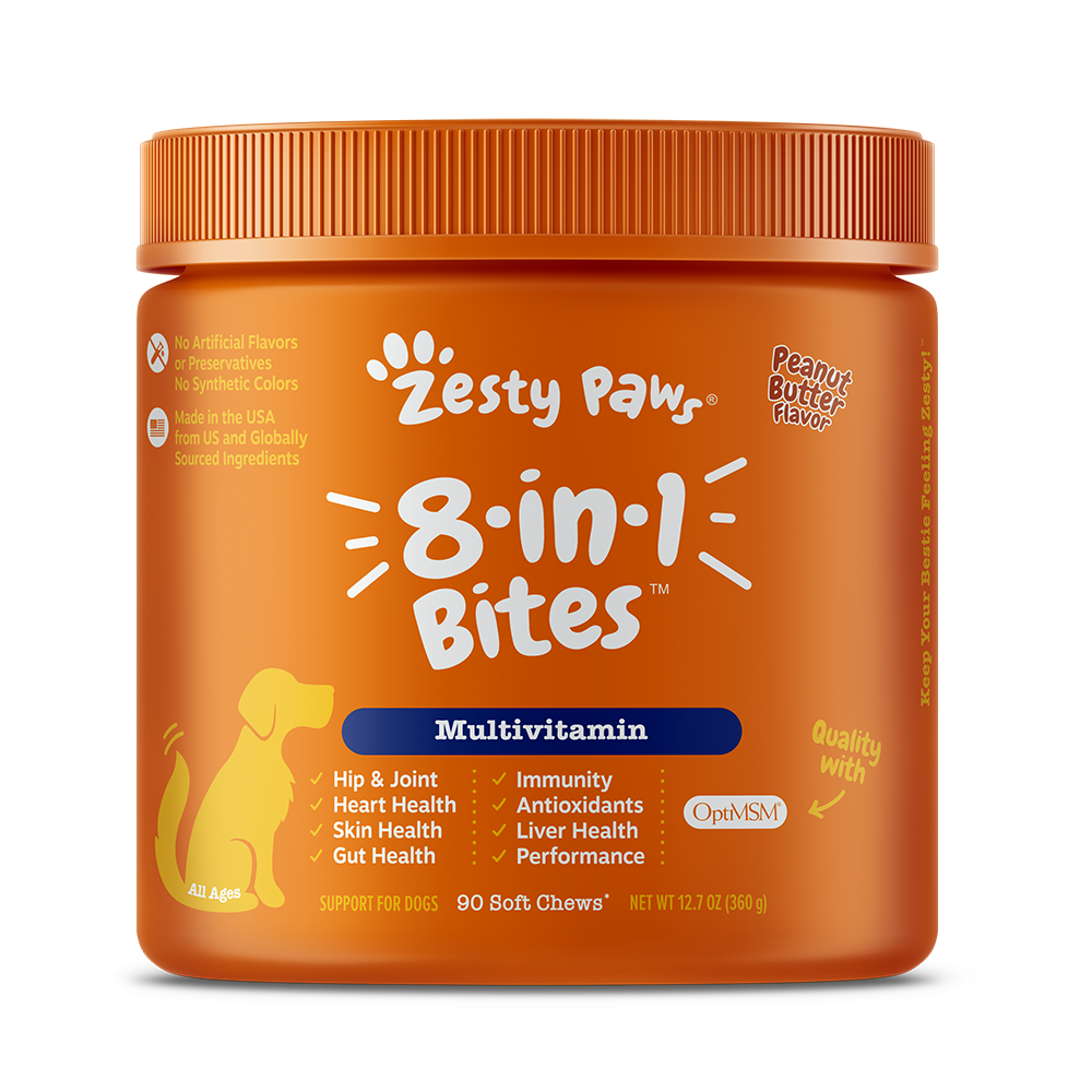 Zesty Paws Dog 8-in-1 Multivitamin Bites Peanut Butter 90soft chews