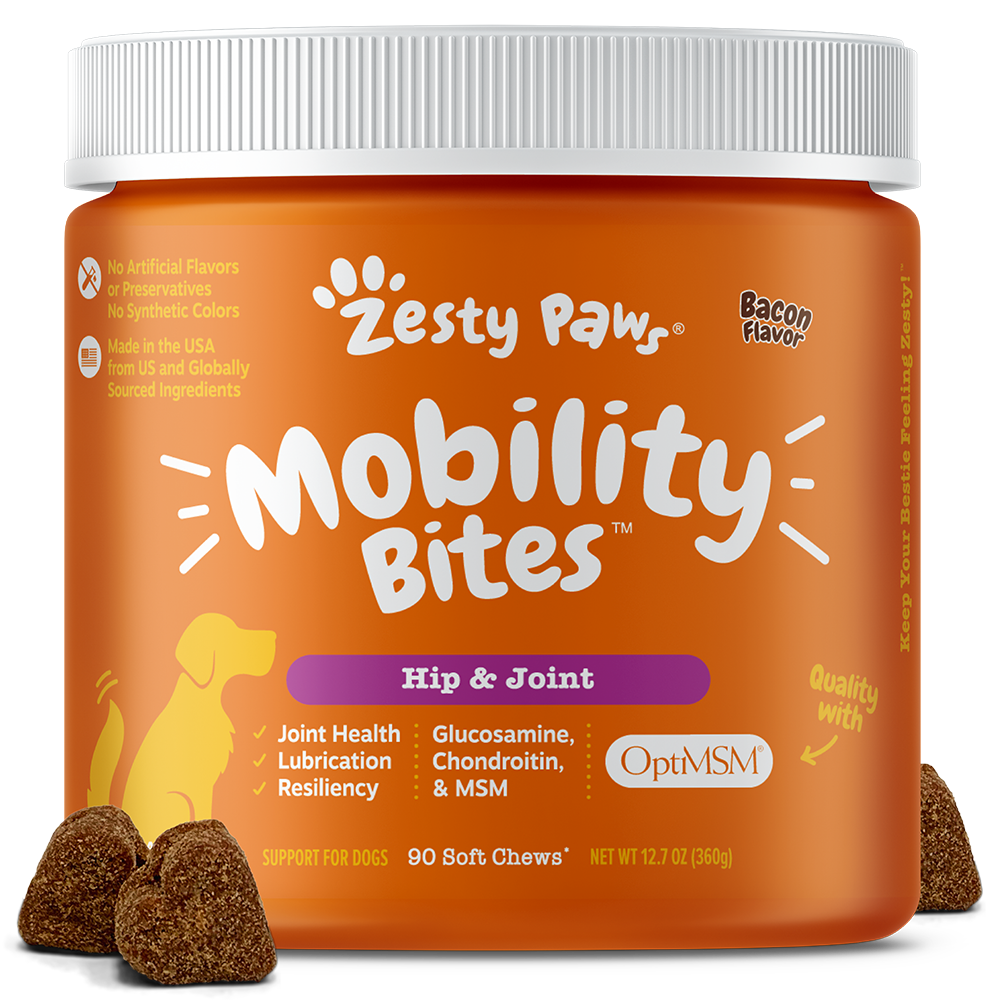 Zesty Paws Dog Mobility Bites Hip & Joint Bacon 90soft chews