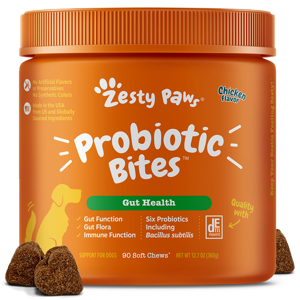 Zesty Paws Dog Probiotic Bites Gut Health Chicken 90soft chews