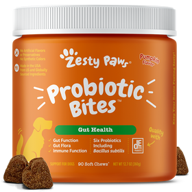 Zesty Paws Dog Probiotic Bites Gut Health Pumpkin 90soft chews