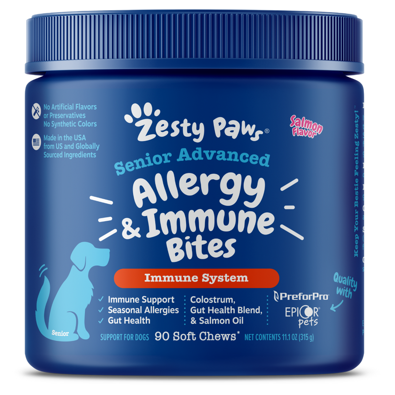 Zesty Paws Dog Senior Advanced Allergy & Immune Bites Immune System Salmon 90soft chews