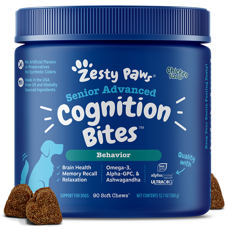 Zesty Paws Dog Senior Advanced Cognition Bites Behavior Chicken 90soft chews