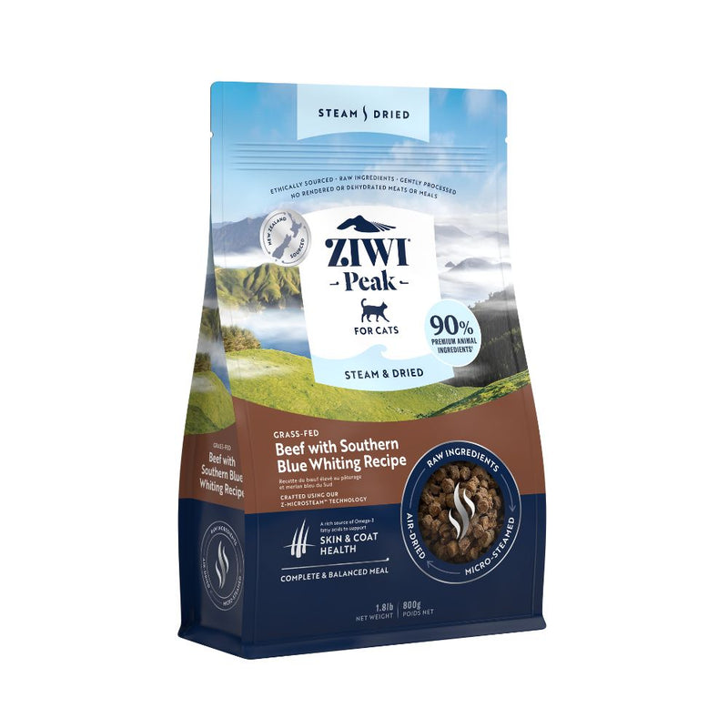 Ziwi Peak Cat Steam & Dried Beef with Southern Blue Whiting 800g