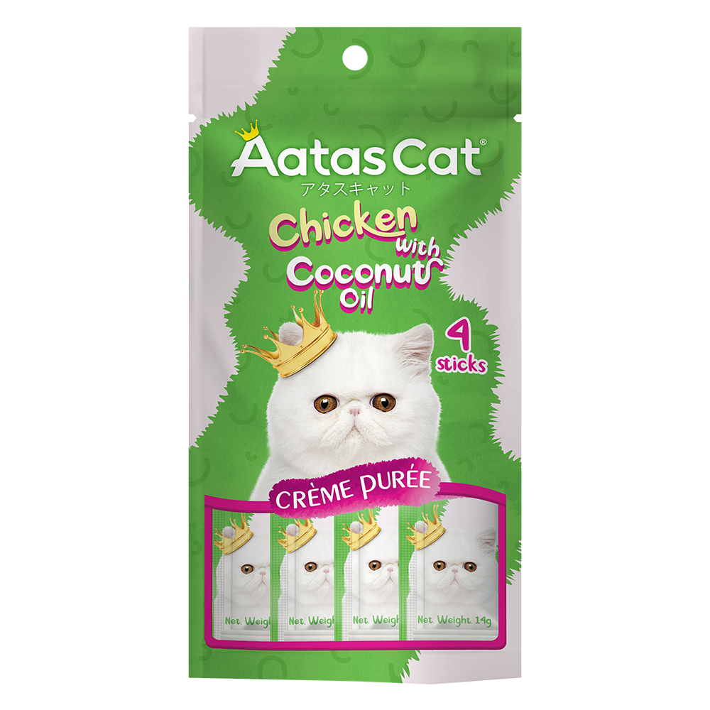 Aatas Cat Creme Puree Chicken with Coconut Oil 14g x 4sachets