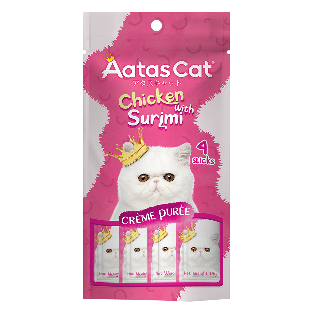 Aatas Cat Creme Puree Chicken with Surimi 14g x 4sachets