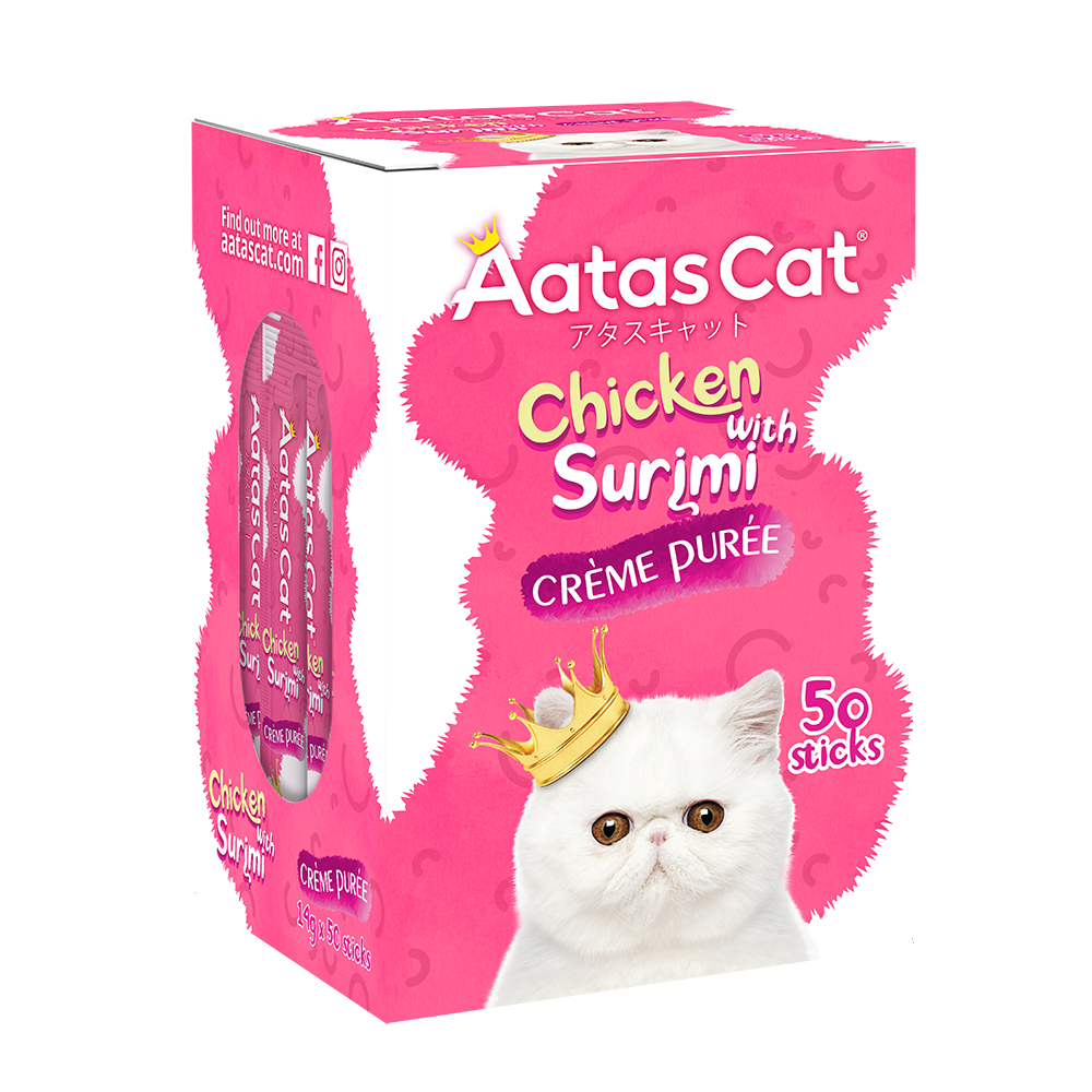 Aatas Cat Creme Puree Chicken with Surimi 14g x 50sachets