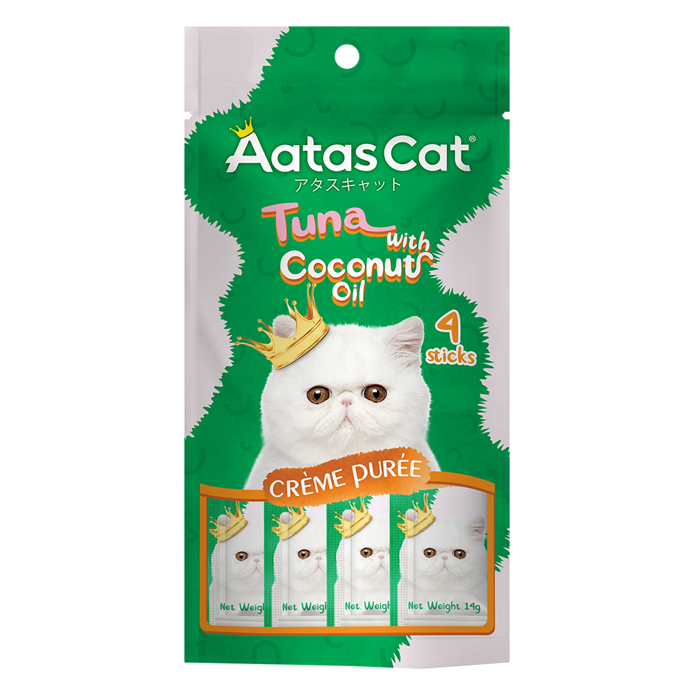 Aatas Cat Creme Puree Tuna with Coconut Oil 14g x 4sachets
