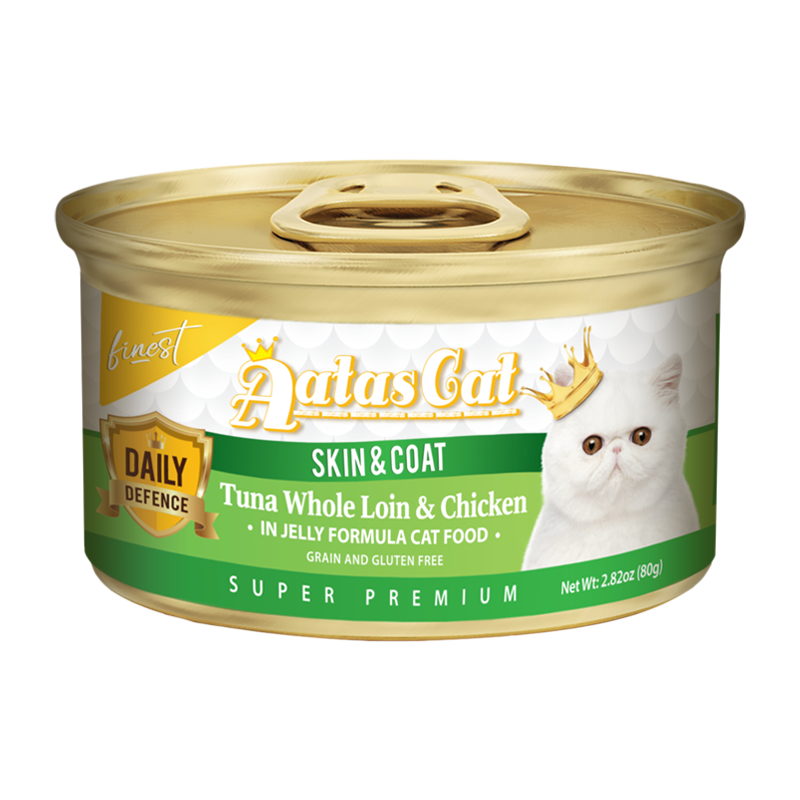 Aatas Cat Finest Daily Defence Skin & Coat - Tuna Whole Loin & Chicken in Jelly Formula 80g