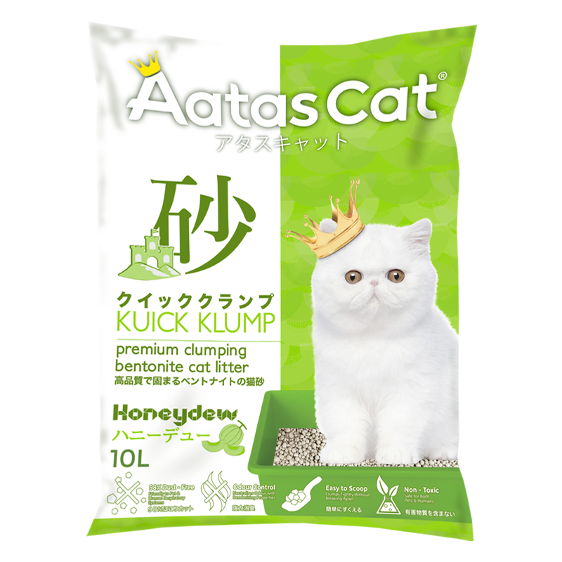 Aatas Cat Premium Clumping Bentonite Cat Litter - Kuick Klump Honeydew 10L