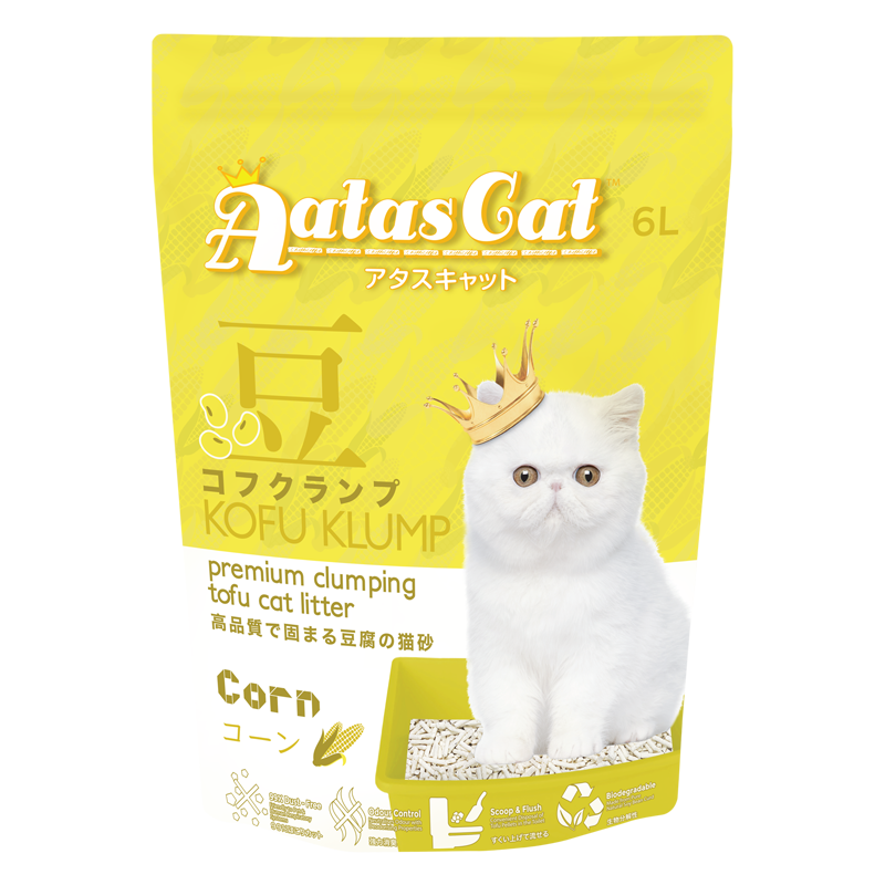 Aatas Cat Premium Clumping Tofu Cat Litter - Kofu Klump Corn 6L