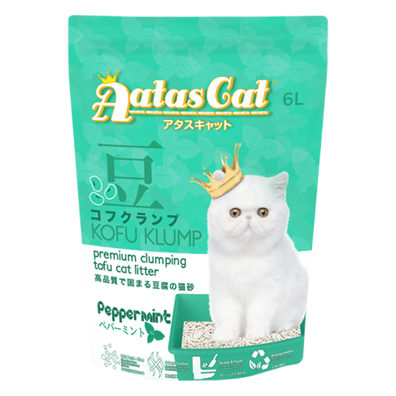 Aatas Cat Premium Clumping Tofu Cat Litter - Kofu Klump Peppermint 6L