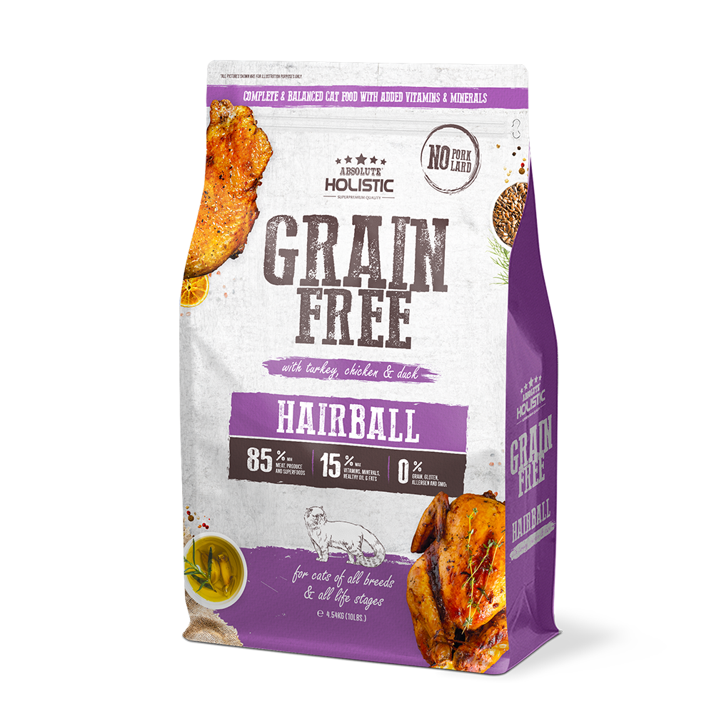 Absolute Holistic Cat Grain Free Hairball Turkey, Chicken & Duck 10lb