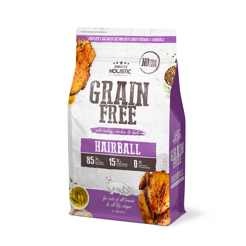 Absolute Holistic Cat Grain Free Hairball Turkey, Chicken & Duck 3lb