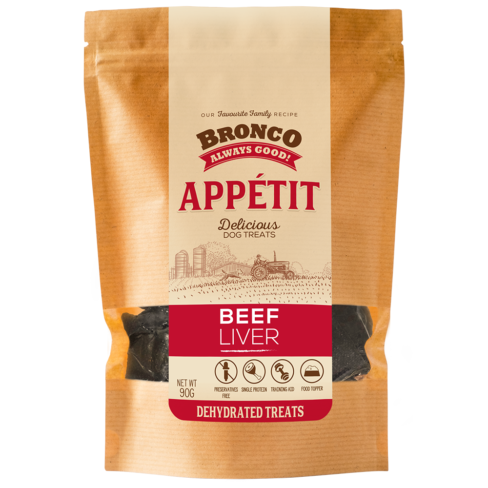 Bronco Dog Appetit Dehydrated Treats Beef Liver 90g
